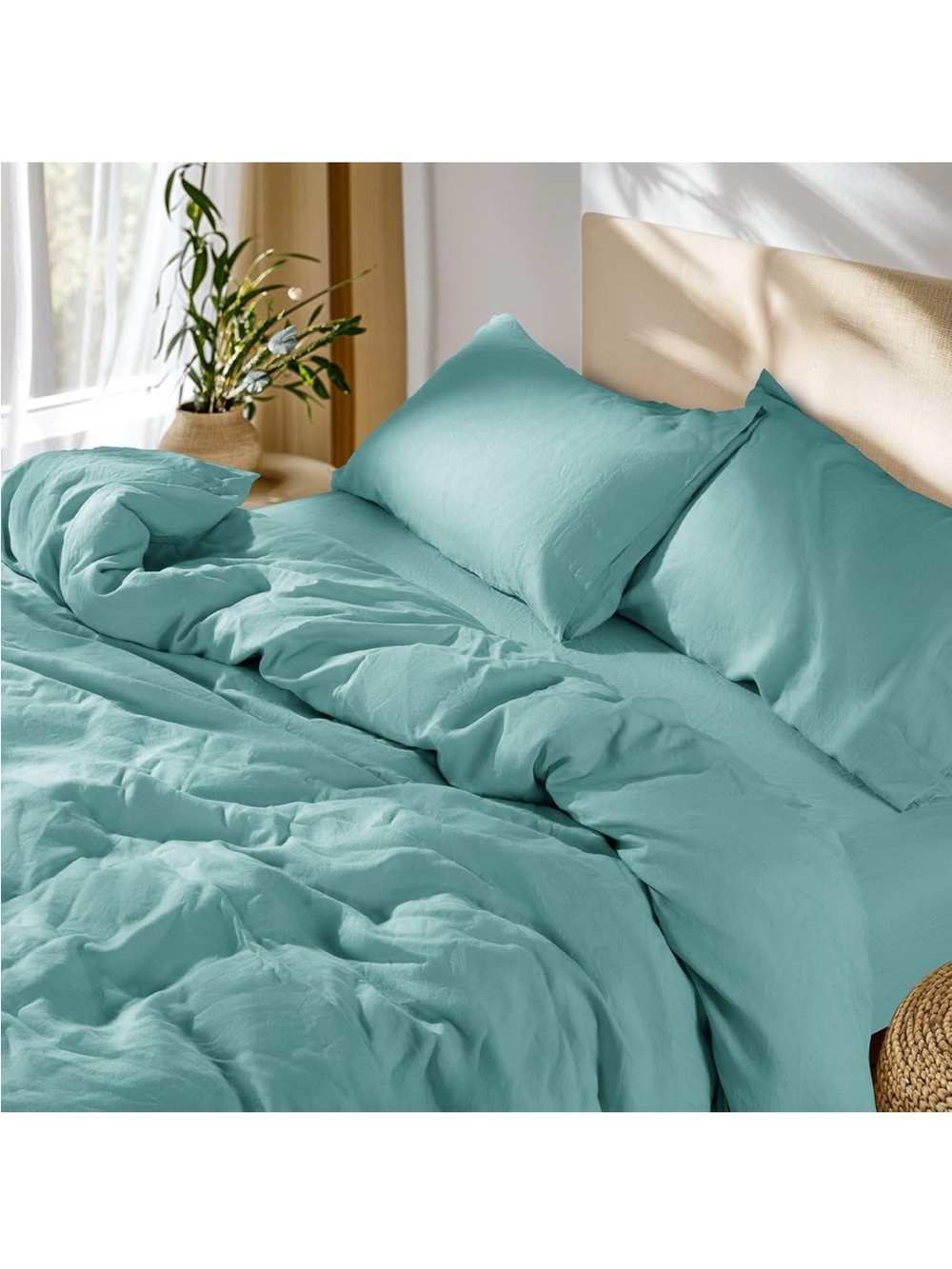 NWOT SONORO KATE 100% French Linen Duvet Cover, Soft Breathable